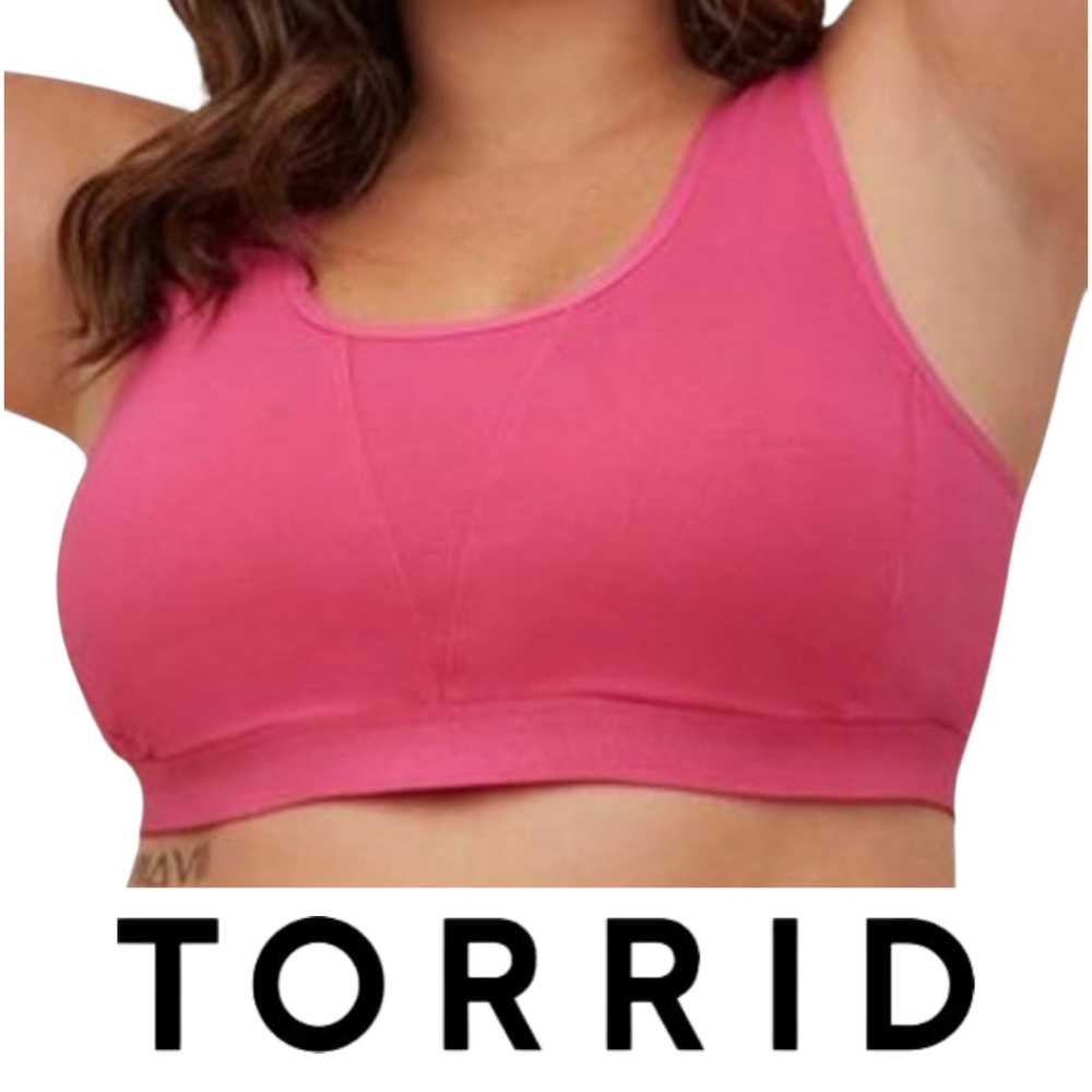 Torrid Pink Unlined Cotton Seamed Scoop Bralette Size 1 NWOT